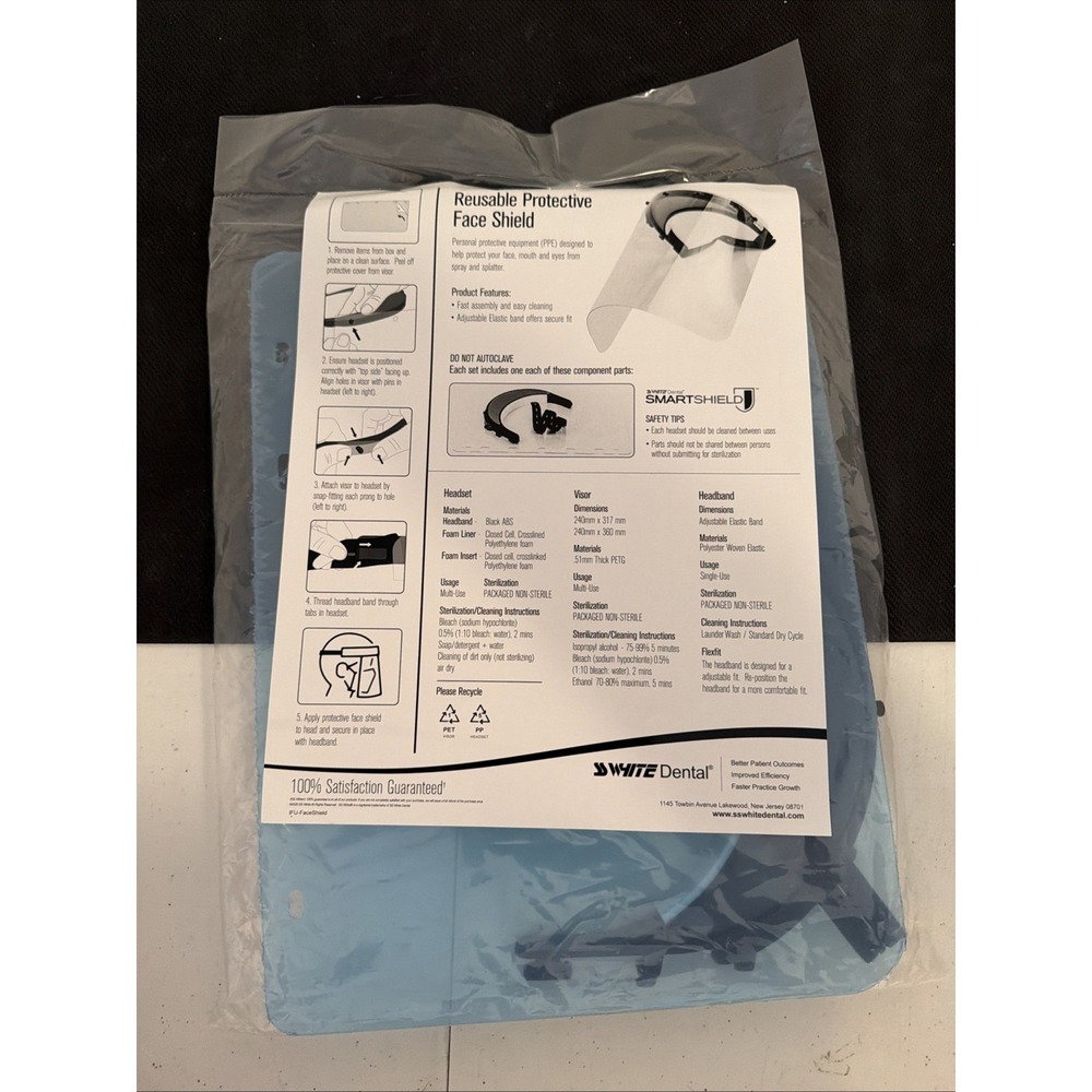 Reusable Protective Face Shield White Dental Smart Shield. 240mmx360mm! Washable